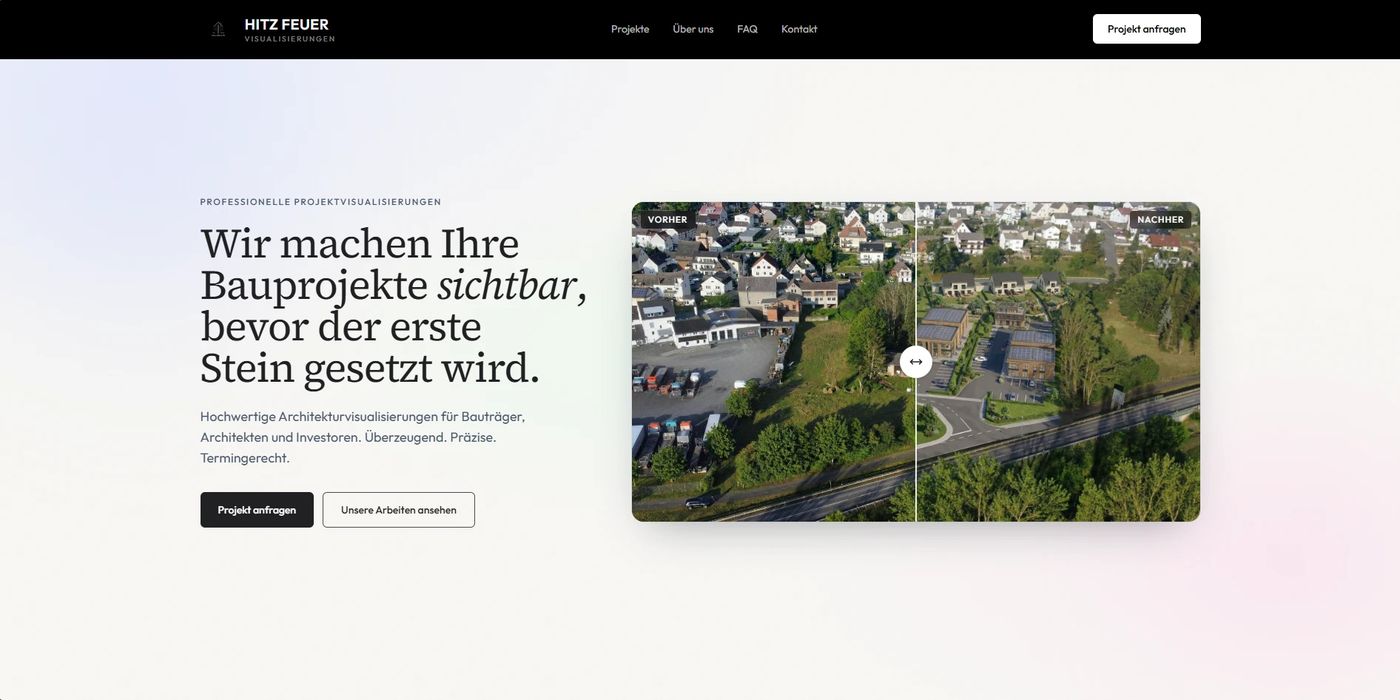 Screenshot der Website Hitz Feuer Visualisierungen